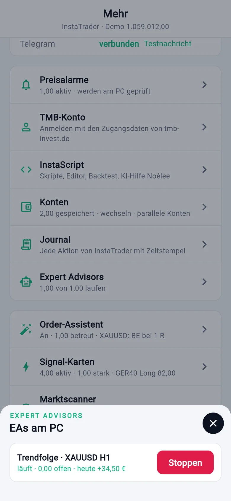 Laufende Expert Advisors