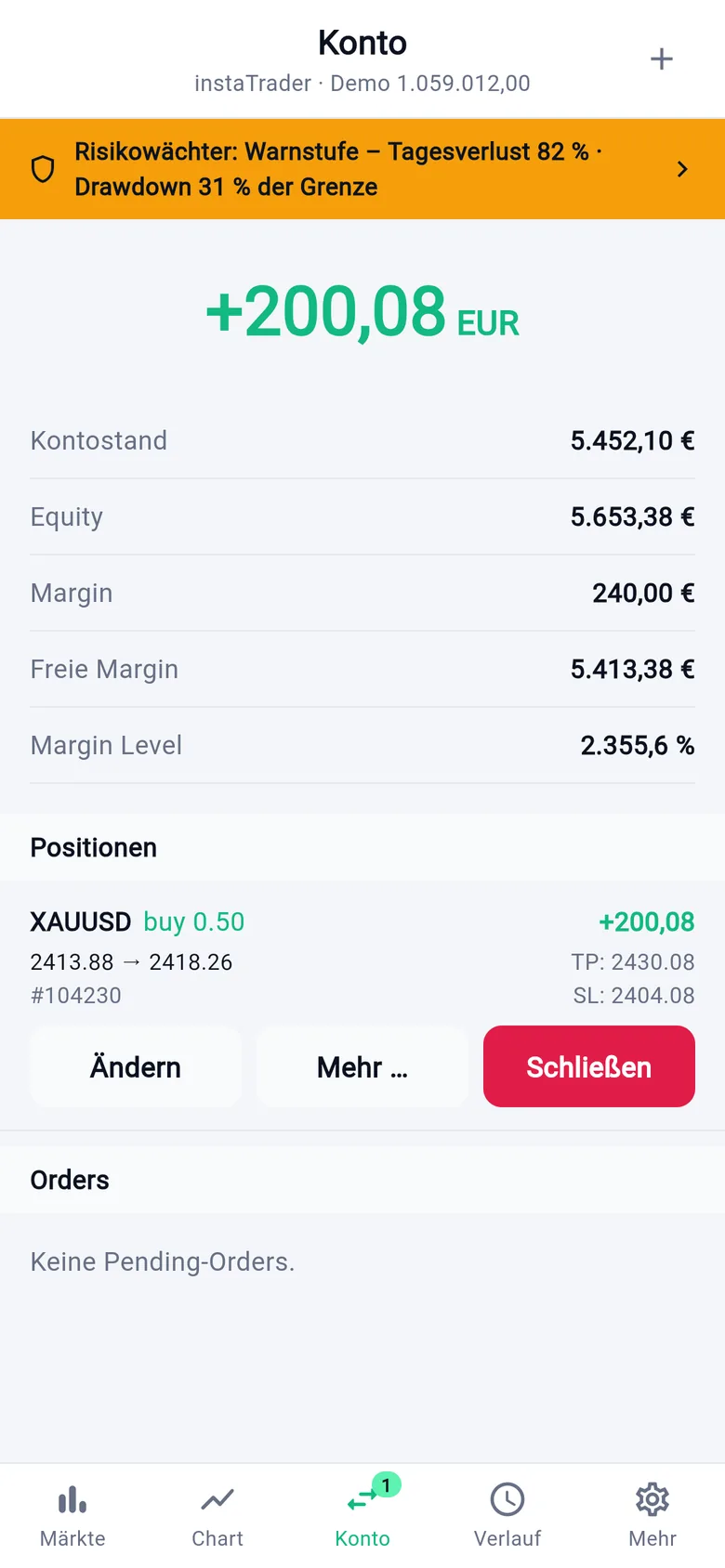 Konto mit Positionen