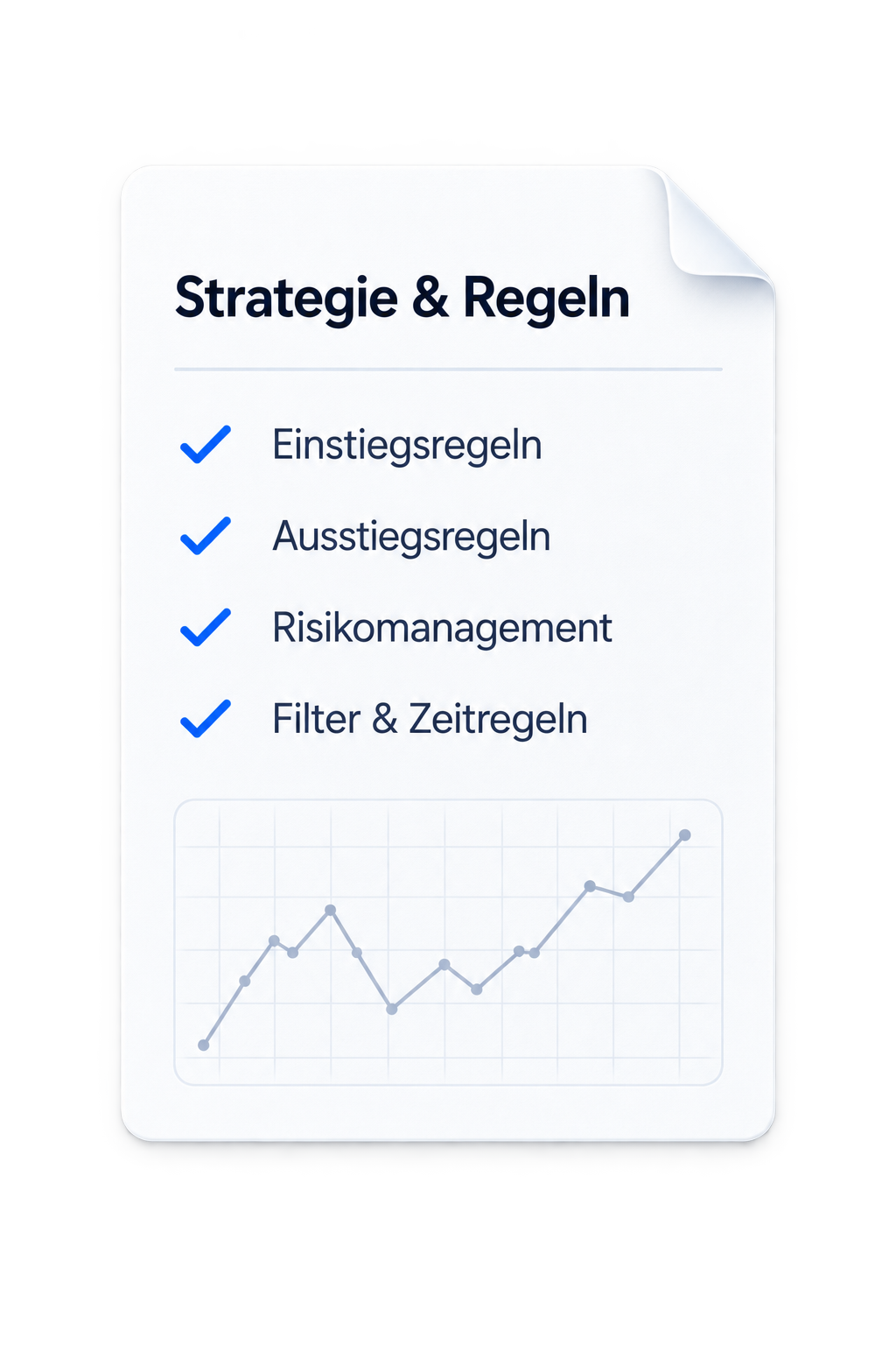 Notizblatt: Strategie & Regeln mit Einstiegs-, Ausstiegs- und Risikoregeln